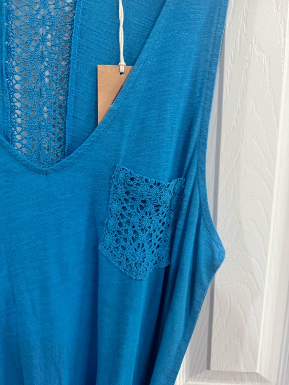 Women's Blue Sleeveless mini Dress - Picture 3 of 10